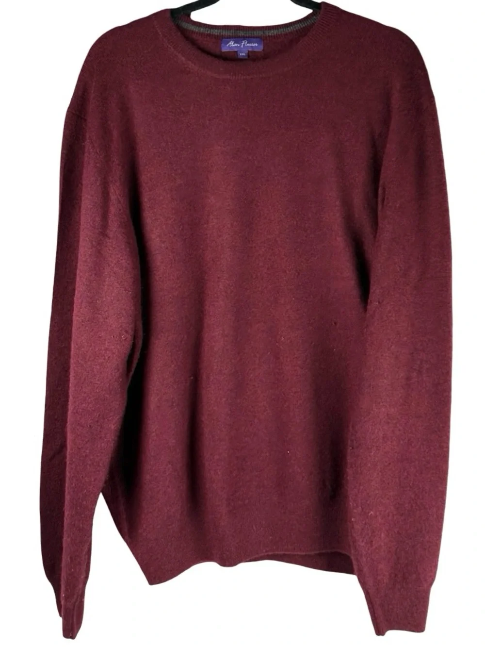 Alan Flusser 100% Cashmere burgundy red crewneck  Sweater Men’s Size 2XL